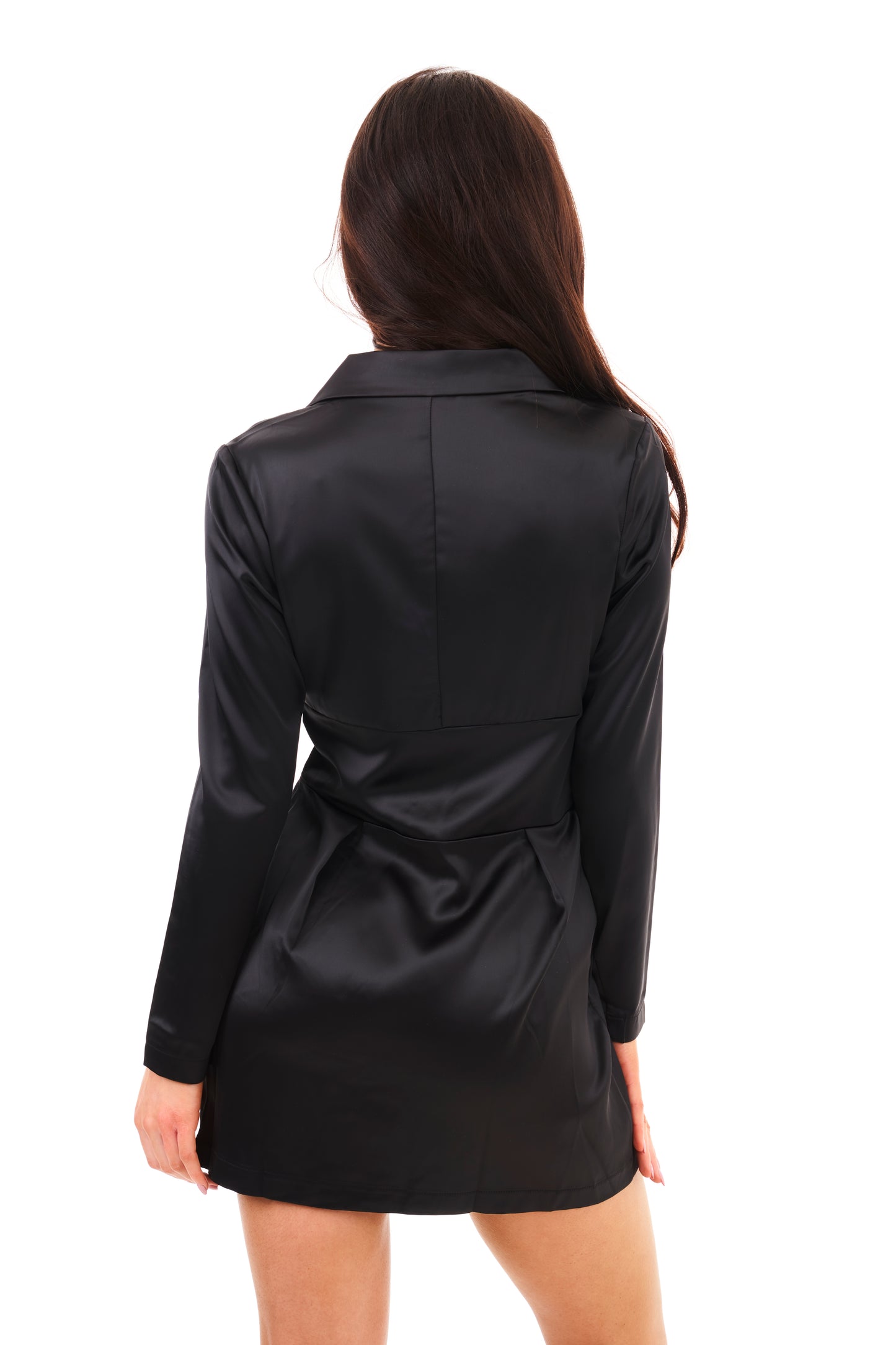 ic Blazer Silk Dress - Black