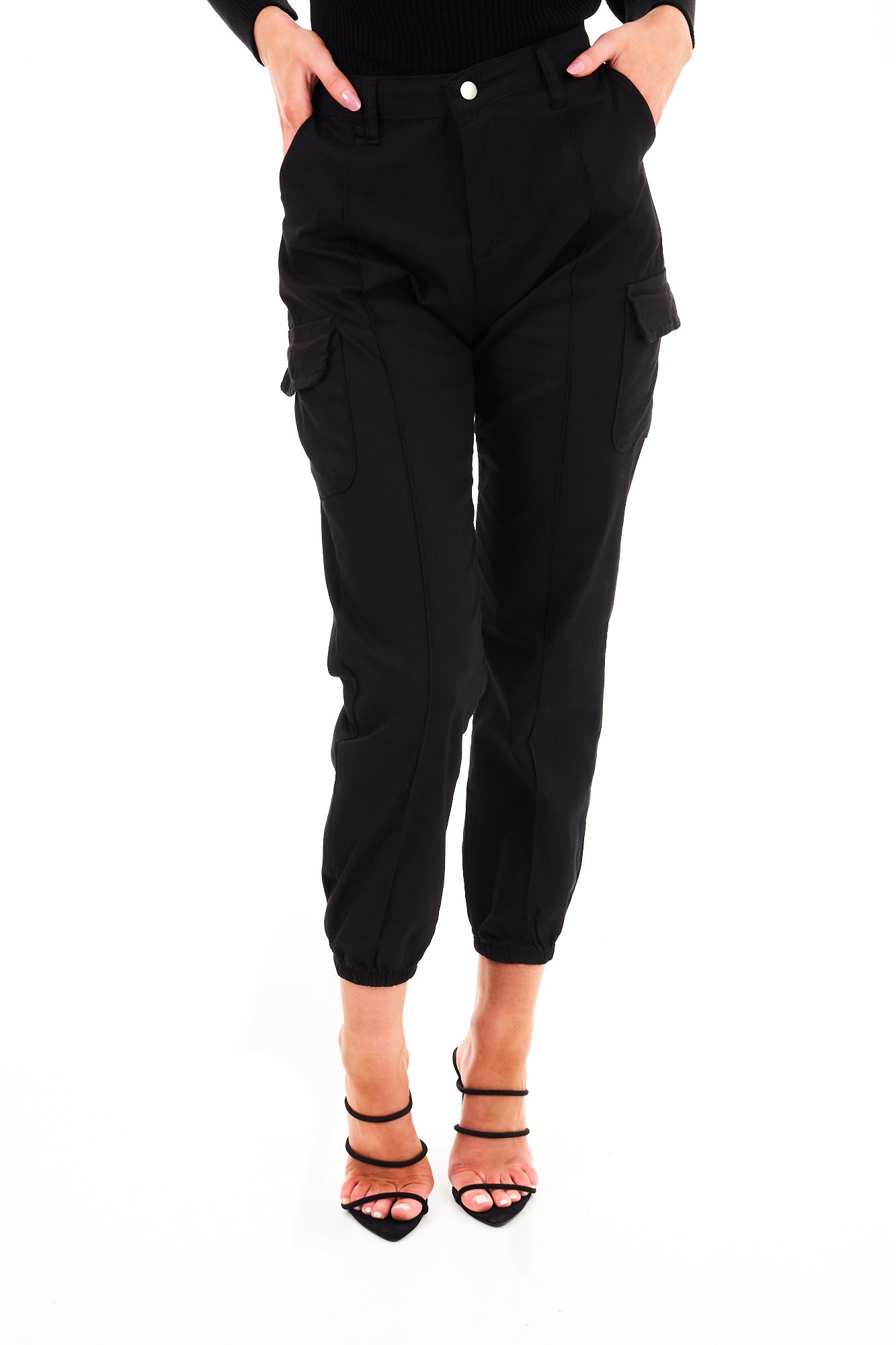 CARGO CUFF PANTS-BLACK