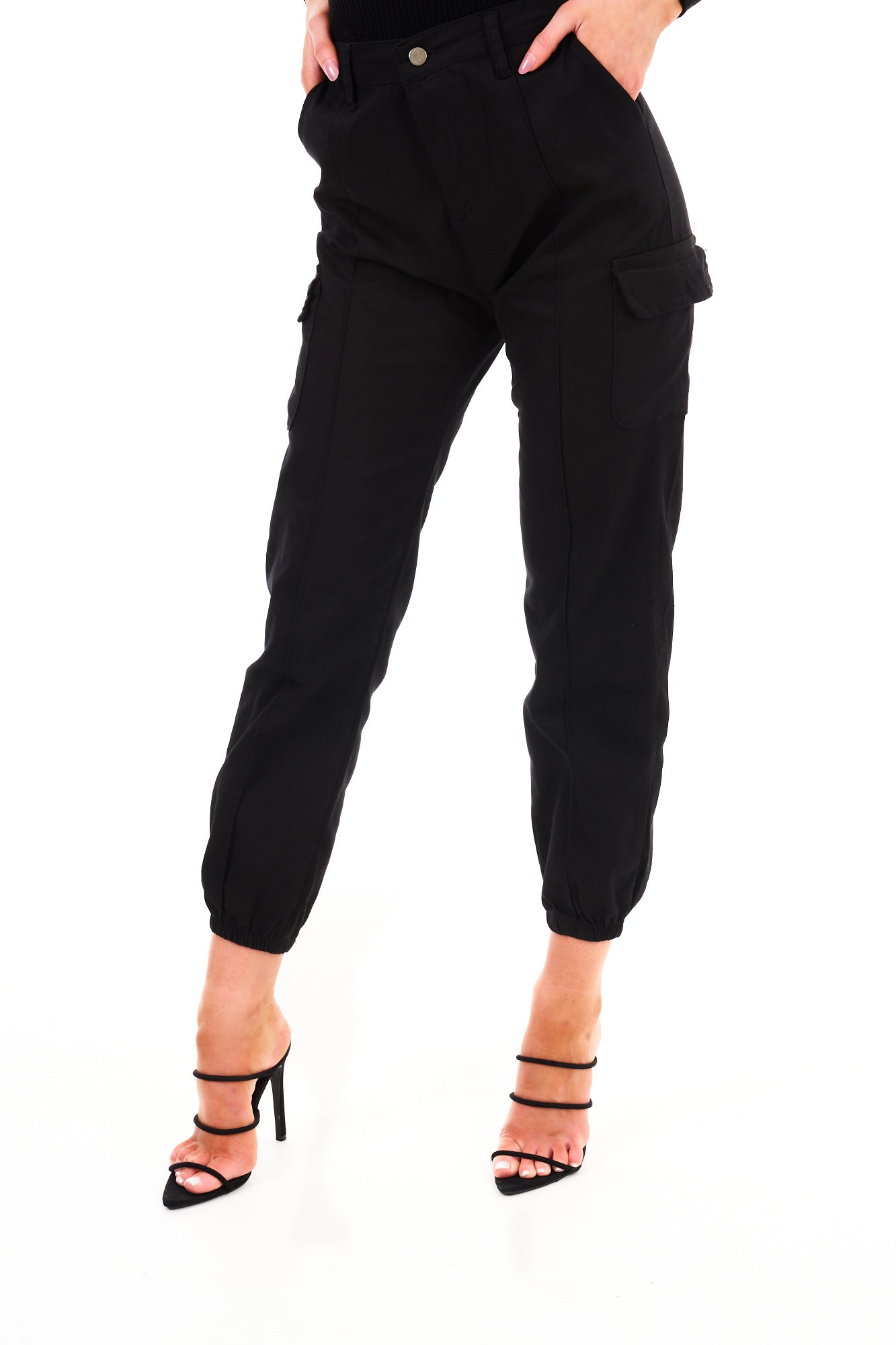CARGO CUFF PANTS-BLACK