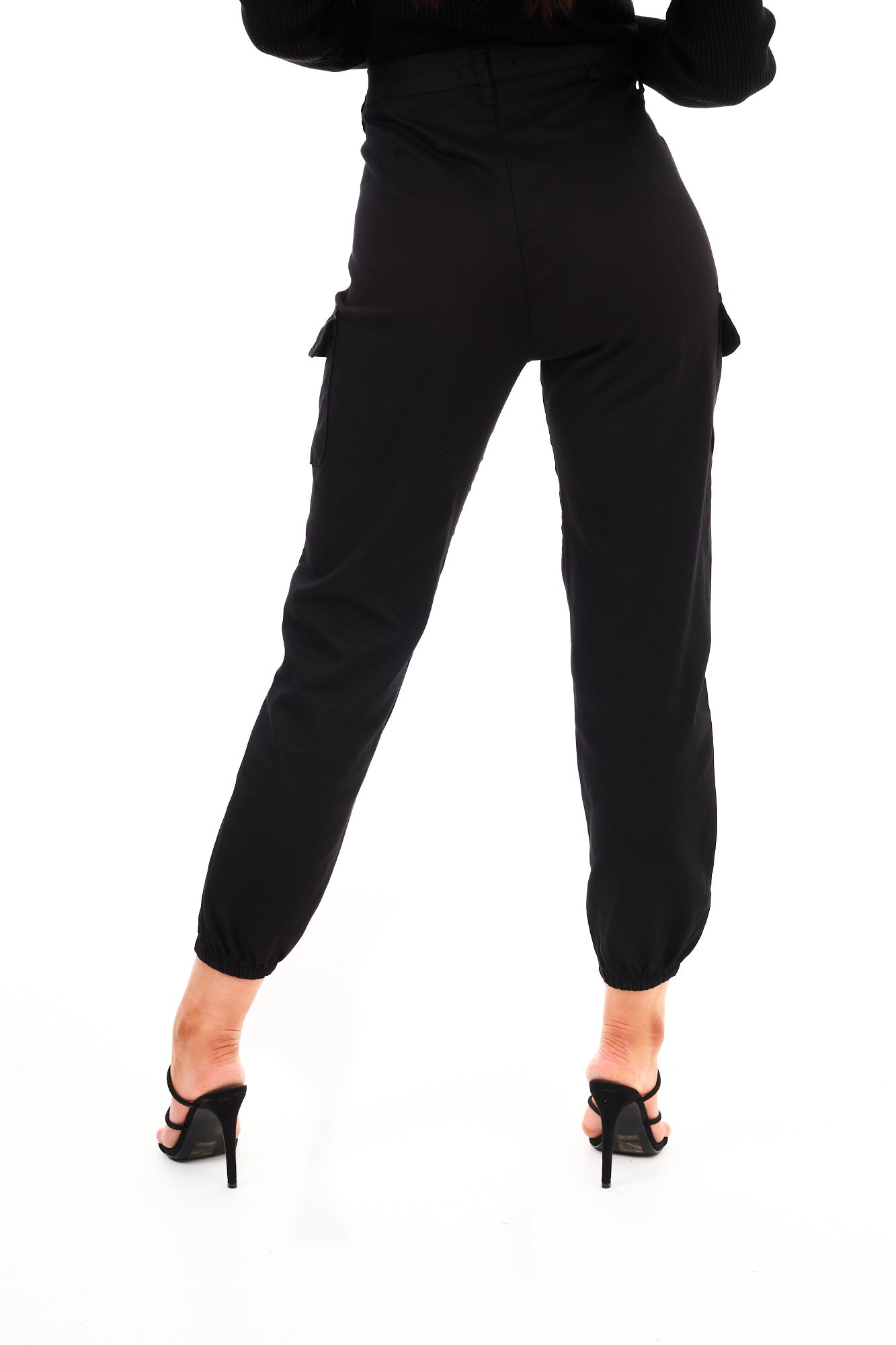 CARGO CUFF PANTS-BLACK