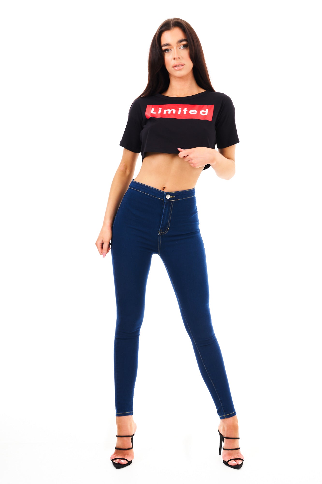 CROP TOP TEE LIMITED-BLACK
