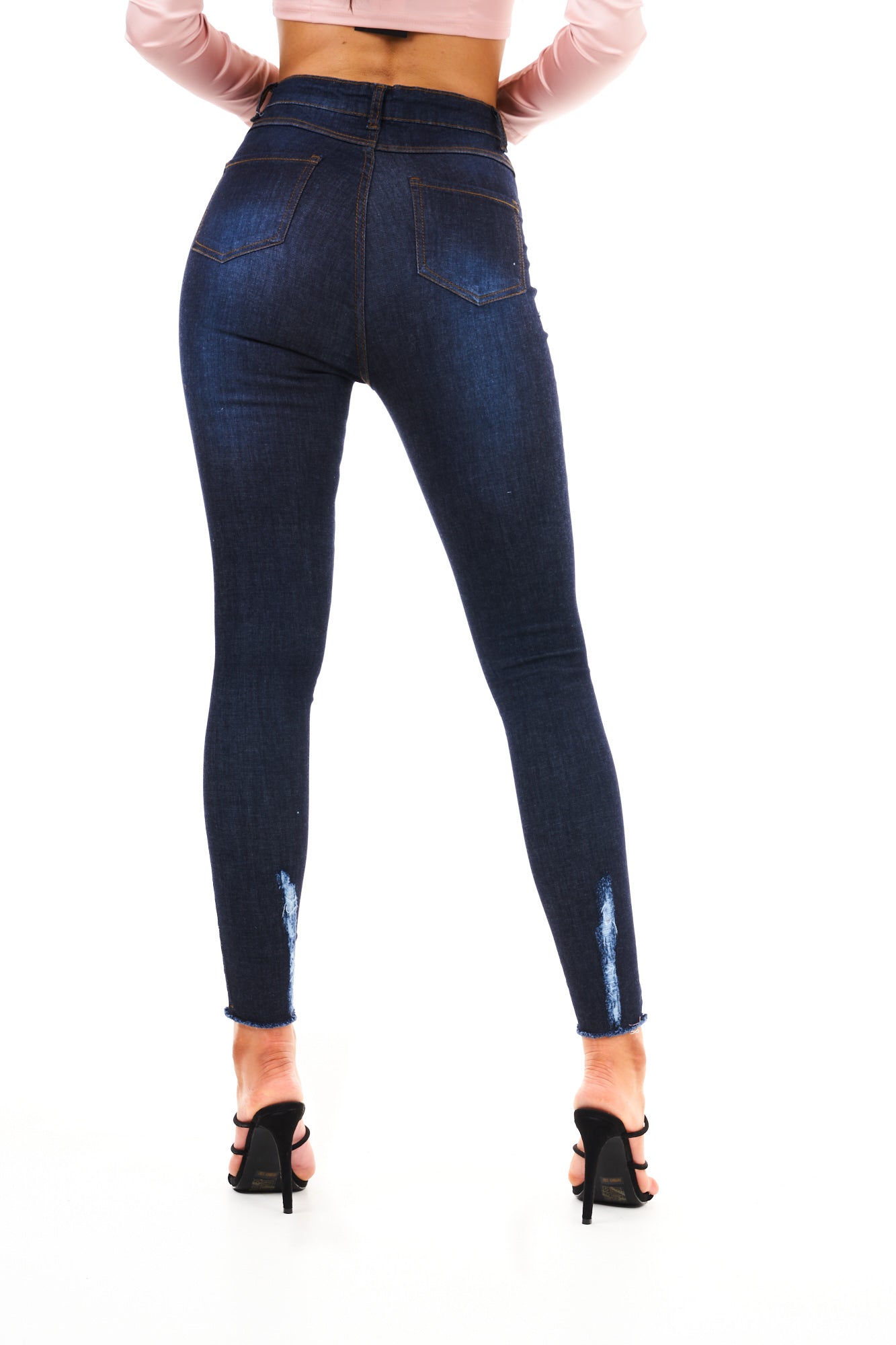 DENIM RIPPED SKIN DRKNAVY