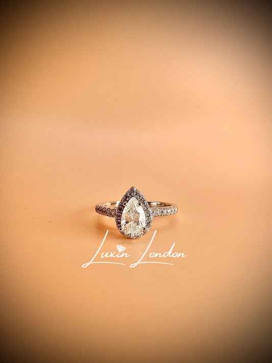 Enchanted Pear Moissanite Diamond Ring